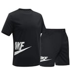 ZTIANR Costumes Hommes Sport Jeux Running Dry Rapide Hommes Sport Joggers Basket-Ball Gym Survêtements Courir T-Shirt + Short Ensembles Masculins,Noir,XXL