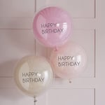 Ginger Ray 'Mix It Up' Pink Happy Birthday Latex Balloons Bundle-3 Pack