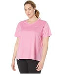 Nike W Nk Miler Top Ss Plus T-shirt - Magic Flamingo/Magic Flamingo/(Reflective Silver), 1x