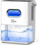 Déshumidificateur 3200Ml, Déshumidificateur D'Air Électrique Déshumidificateur Portable Silencieux Contre L'Humidité Pour Bureau/Chambre/Salle De Bain Lumière Nocturne En Couleur