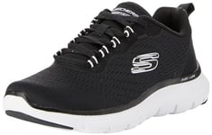 Skechers Femme Flex Appeal 5.20 Baskets Basses, Bordure Blanche en Maille Noire, 39 EU