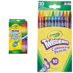 CRAYOLA SuperTips Washable Markers - Assorted Colours (Pack of 24) & Twistables Colouring Pencils, Simply Twist for More Colouring Fun