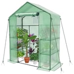 VOUNOT Serre de Jardin PE avec Étagères 3 Niveaux Serre de Jardin pour Légumes Plantes Fleurs Bâche Renforcée 135g/m2 Protéger Vos Plantes en Toutes Saison 143x73x195cm Vert