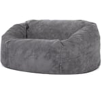 icon Pouf Canapé en Velours Côtelé "Soul", XXL Pouf de Salon Deux Places Géant, 160cm x 140cm, Gris Anthracite, OEKO-TEX