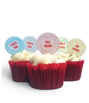 Cake Toppers Love Heart Sweets Themed 30 Stand Up Edible Valentine's Day Toppers