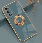 Alihtte Coque pour Samsung Galaxy A52 4G/5G,Coque magnétique avec Anneau Rotatif à 360 ° Mince Coque Antichoc Silicone avec Plaque métallique, Aimant Support de Voiture Housse Bumper, Bleu