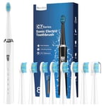 Sonic Electric Toothbrush for Adults and Kids - Rechargeable Sonic Toothbrush with 8 Brush Heads, 120 Days of Use with 3-Hour Fast Charge, 5 Modes with 2 Minutes Built in Smart Timer, Gift for Family