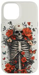 iPhone 14 Skeleton Ribcage Anatomy with Flowers Butterflies Case