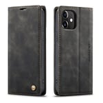 QLTYPRI Etui Coque pour iPhone 12/iPhone 12 Pro, Portefeuille Fentes Cartes Housse Antichoc Cuir PU Vintage Portefeuille Etui Compatible avec iPhone 12/iPhone 12 Pro - Noir