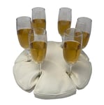 Glass Anchor - The Good-Looking Wine Glass Holder for Boats, picnics, Festivals, Camping, motorhomes. Colour: White Leather. Holds 6 Glasses. No fixings Needed. Stop The Spills!