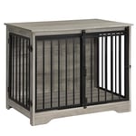 Hzuaneri 81cm Cage pour Chiens, Table d’Appoint, Niche Moderne pour Chiens, Cage pour Chiots, Maisonnette pour Animaux, 2 Portes, 55 x 81 x 67,5 cm, Ivoire Clair DFC83605B