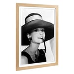 Big Box Art Framed Print of Audrey Hepburn (2) Design | Wall Art Picture | Home Decor for Kitchen, Living, Dining Room, Lounge, Bedroom, Hallway, Office, Oak, A2 / 24.5x18 Inch / 62x45cm