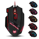 zelotes Souris Gamer,9200DPI 8 Boutons Souris Gaming pour PC,Souris Ergonomique,RGB USB Souris Filaire Ordinateur Mouse pour PC,Mac,Noire