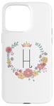 Coque pour iPhone 15 Pro Max Cadeau personalisé pour fillettes thème princesses lettre H