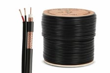 100m CCTV Shotgun Cable Reel Coax Power RG59 2 Core Solid Copper Lead Black UK