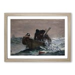 Big Box Art Winslow Homer Pulling in The Catch Framed Wall Art Picture Print Ready to Hang, Oak A2 (62 x 45 cm)