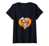 The Nightmare Before Christmas Jack Sally Heart T-Shirt avec Col en V