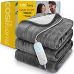 Cosi Home Couverture Chauffante Electrique, Plaid Chauffant Double XXL 200 x 150cm, 10 réglages de Chaleur, Lavable en Machine, Télécommande numérique, Minuterie 10h - Gris Flanelle