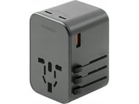 Ładowarka Energea Energea Ład. Siec. 1Xusb+2Xusb-C Pd-Pps-Qc 3.0 65W 1A2c Adapter 4W1 Us/Ua/Eu/Uk Szary/Gunmetal Travelworld Adapter Gan65w