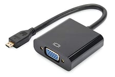 DIGITUS Graphique Adaptateur Micro HDMI - HDMI Type D vers VGA + Jack 3.5mm - FullHD 1920 x 1080 Pixels - Noir