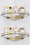 1 Tier Bathroom No Punching Glass Corner Shelf Wall Mounted Set of 2