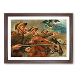 Big Box Art Attack by Wojciech Kossak Framed Wall Art Picture Print Ready to Hang, Walnut A2 (62 x 45 cm)