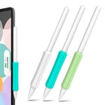 Stoyobe Mjuk Silikonhållare för Apple Pencil 1/2 & Huawei M-Pencil - 3-Pack - Vit / Turkos / Grön