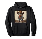 Black Cat in Cowboy Boots Pullover Hoodie