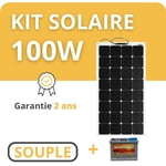 Helios - Kit Solaire Souple + Batterie - Camping Car / Bateau / Tiny House 100W - Gris