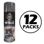 12X Paintgun Grey Metallic Spray Paint Aerosol Auto Matt Gloss Wood Metal 400ml