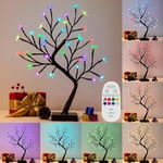 Eambrite Cherry Blossom Tree Lamp Flower, 36 Led Twinkling Spirit Tree Colour Changing, Black Twig Tree Christmas Decorations Indoor Home Bedroom Tabletop Decoration (USB/Battery Powered, 17.5inch)