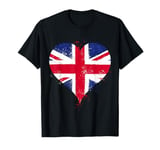 Union Jack of Great Britain in Heart A Cute British Flag T-Shirt