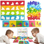 Jastown Tangram Casse Tete Enfant,Puzzle Tetris Tangram,Jeux Educatif 4 5 6 Ans,Tetris Jeux,Jouet Montessori 4 5 6 Ans,Tetris Puzzle 6 Ans Garcon Et Fille,Intelligence Jigsaw avec 108 Coloré Bloc