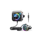 Lntyq - Transmetteur fm Bluetooth pour voiture, 【Bass & HiFi】Adaptateur de voiture Bluetooth 5.3, 【30W pd & 18W QC】Kit mains libres Bluetooth pour