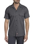 Dickies Chemise de Travail Flex à Manches Courtes Coupe ajustée Bouton Bas, Charbon, M Homme