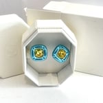 Swarovski Earrings Turquoise Blue Yellow Crystal Dulcis Studs RRP £145