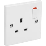 PIFCO White Double 12 Gang Plug Electric Wall Socket Switched Square Edge 13 Amp