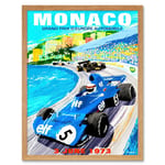 Monaco Europe Grand Prix 1973 Motor Sport Racing Formula 1 Race Vintage Advert Art Print Framed Poster Wall Decor 12x16 inch