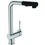 Ideal Standard Kolva Mitigeur Cuisine Robinet évier Douchette extractible 2 Jets Chrome Noir mat Economie d’eau BC476AA