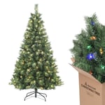 SALCAR Sapin de Noël Artificiel Lumineux 180cm, Arbre de Noel avec 250 LED, 580 Pointes de Branche, Gants et Pieds de Sapin de Noël en Métal, Lgnifuge, Assemblage Rapide