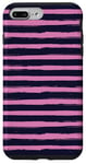 Coque pour iPhone 7 Plus/8 Plus Bleu marine rose rayé girly esthétique Preppy Stripe