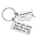 Porte-clés d'amour pour couples ‘’I Love You More Than The Miles Between Us I Will See You Soon‘’, cadeau de relation longue distance, cadeau pour petit ami, petite amie