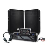 Pack Sono DJ BM SONIC Amplificateur 1000W, Paire d'Enceintes Passives 2x400W, Table de Mixage, Casque DJ, Câbles et Micro