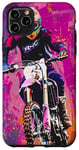 Coque pour iPhone 11 Pro Max Violet Pop Art Imprimé Animal Drapeau US Dirt Bike Moto