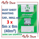 3x Dust sheets 5x 8m for Painting Decorating & protecting items car van BOLL