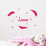 Stickers Prénom Personnalisé | Sticker Autocollant Nom Personnalisable - Décoration Murale Chambre Enfant | 2 Planches de 10 x 15 cm et 40 x 25 cm - Fushia