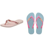 Havaianas Women's Top Tiras Flip-Flop, Ballet Rose, 5 UK, Women's, Slim Brasil Logo, Flip Flop, Blue Water, 4.5/5 UK