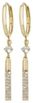 James Moore TH ER1087 9ct Gold Hoop Bar Cz Drop Earrings Jewellery