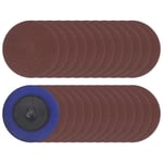 Lot de 25 disques abrasifs à changement rapide de 5,1 cm Grain 400 de type R - Disque de conditionnement en oxyde d'aluminium pour meuleuse à matrice et coupe rapide, rouge et marron