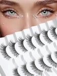 Cat Eye Lashes Eyelashes Natural Lashes 15mm False Eyelashes Thin Band Strip Lashes 3D Volume Natural Lashes Pack Wispy Eye Lashes Curly 7 Pair Siligli